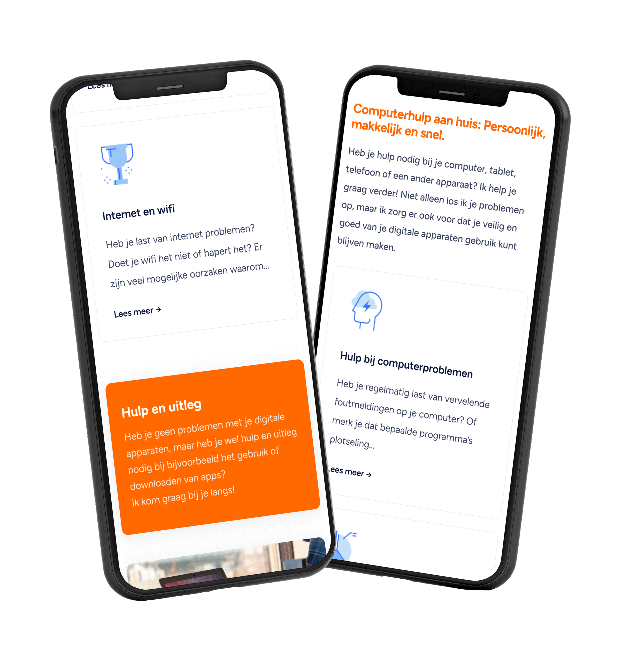 Website van Computerhulp Berkelland wordt weergegeven op mobiel