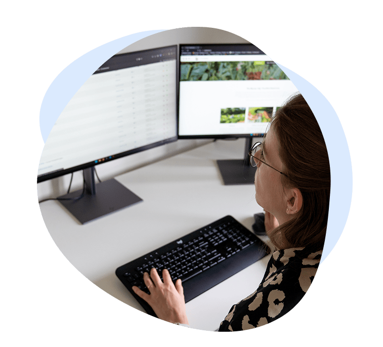 Webdesigner werkt achter de computer