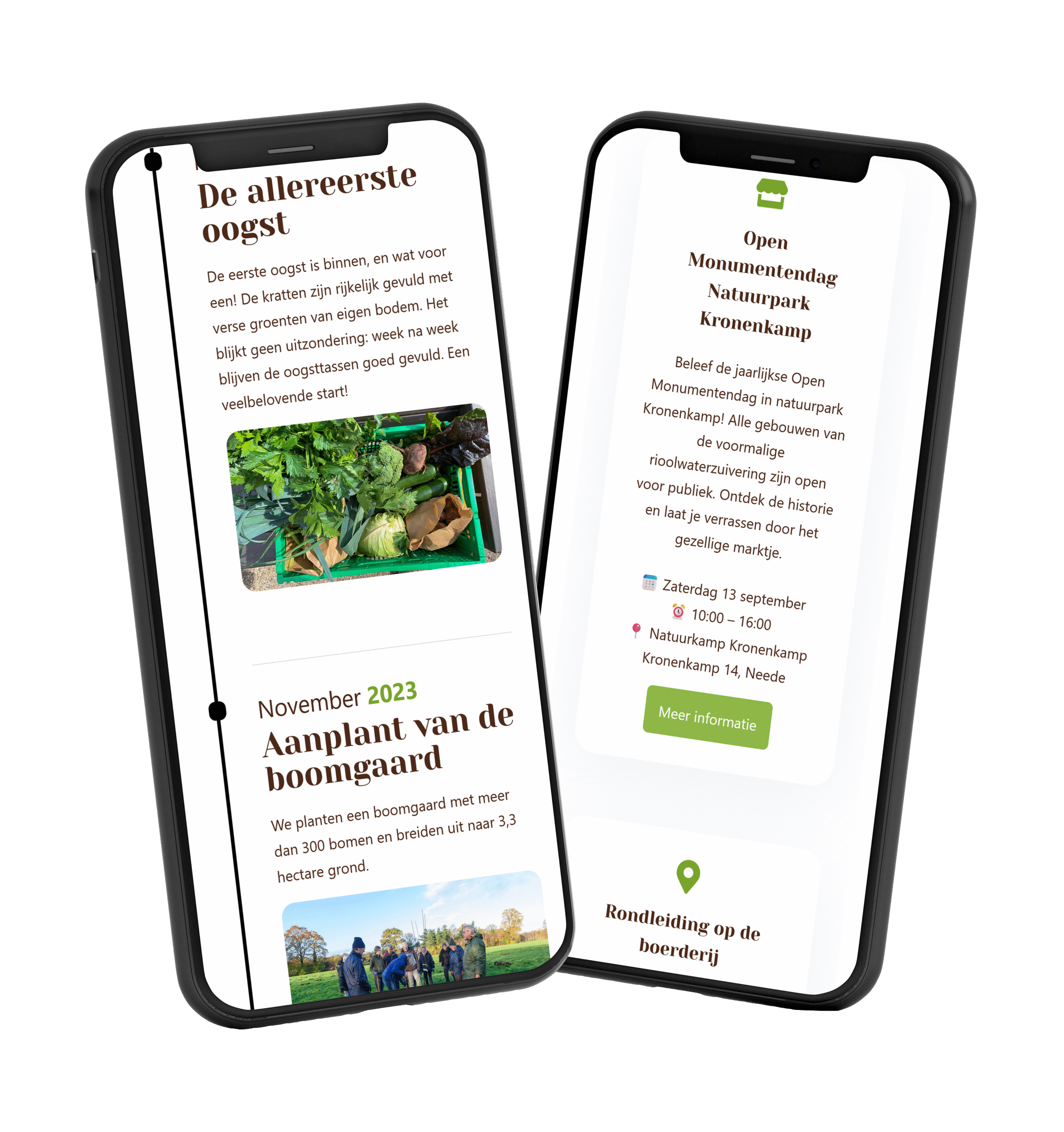 Website van Noaberboeren wordt weergegeven op mobiel